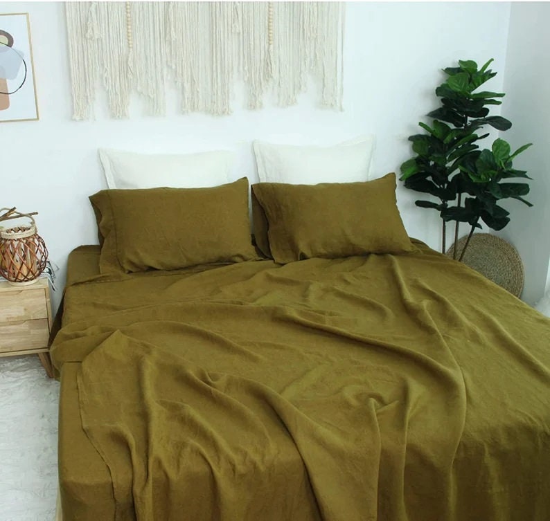 Moss Green Linen Duvet Cover Boho Duvet Cover Stonewashed Etsy