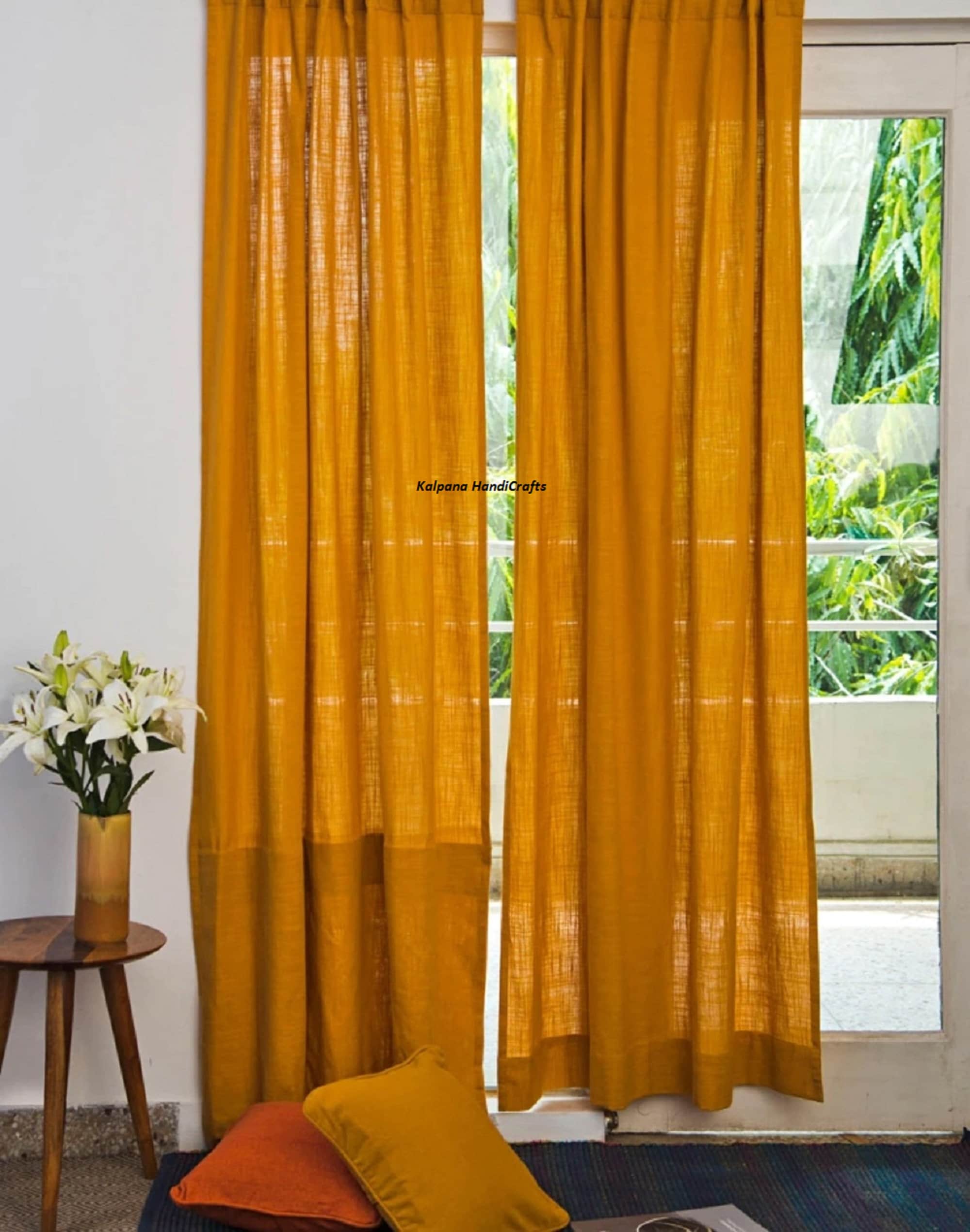 Mustard Yellow Solid Color Curtains Home Decorative Set of 2 - Etsy