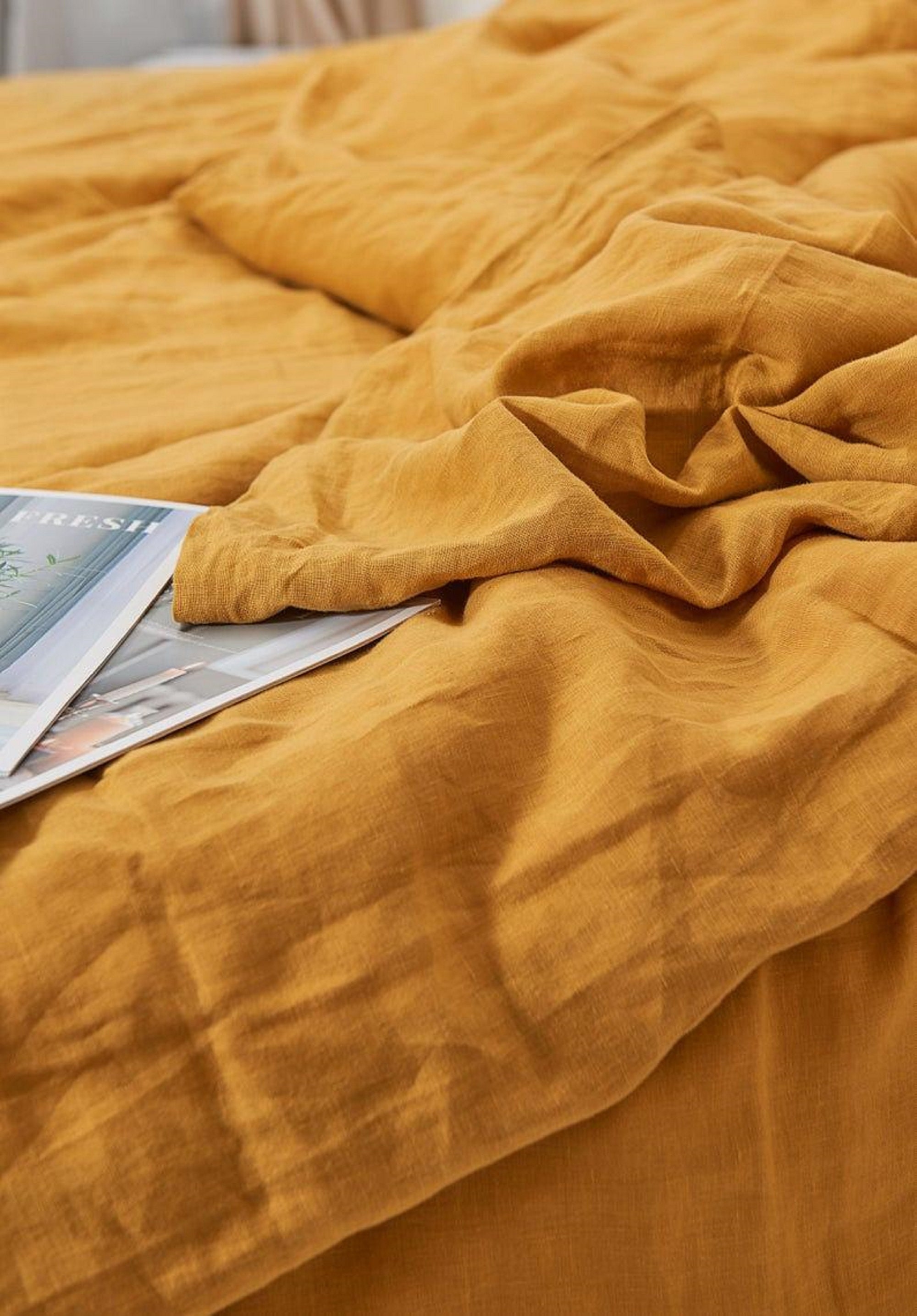 Mustard Yellow Color Cotton Duvet Cover King/Queen/Full Etsy