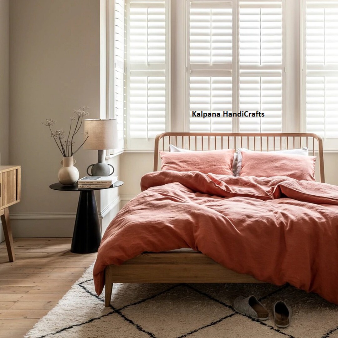 Burnt Orange Linen Duvet Cover Custom Size Linen Duvet Cover Etsy