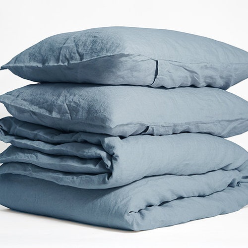 Midnight Blue Duvet Cover Washed Cotton Bedding Duvet Cover Etsy