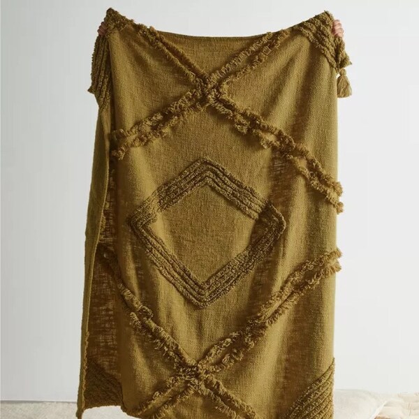 Yarn Dyed Cotton And Linen Tassel Blanket main image 0