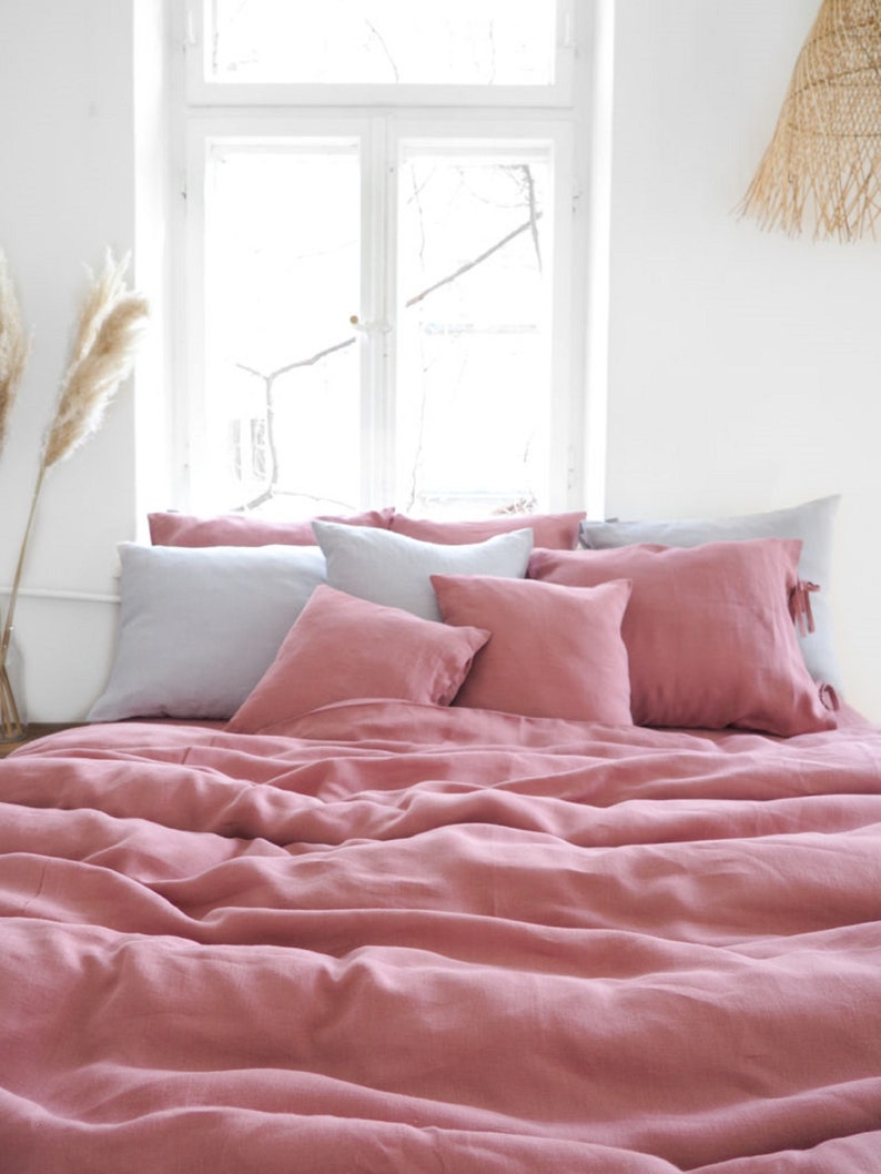 Dusty Pink Bedding Sets Preshrunk Washed Cotton Duvet Etsy