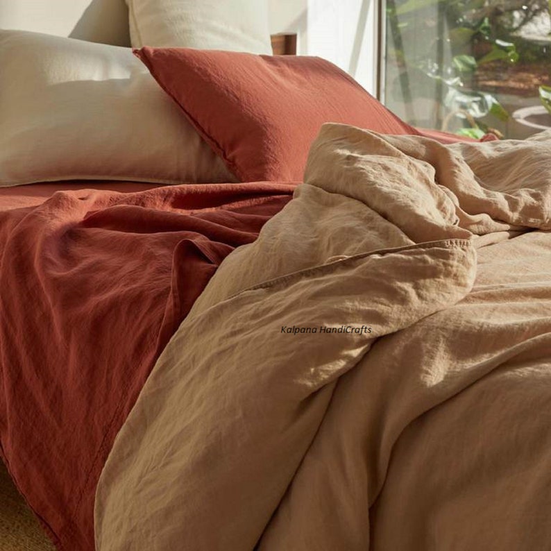 Caramel Color Washed Cotton Bedding Set Luxury Boho Bedding Etsy Canada