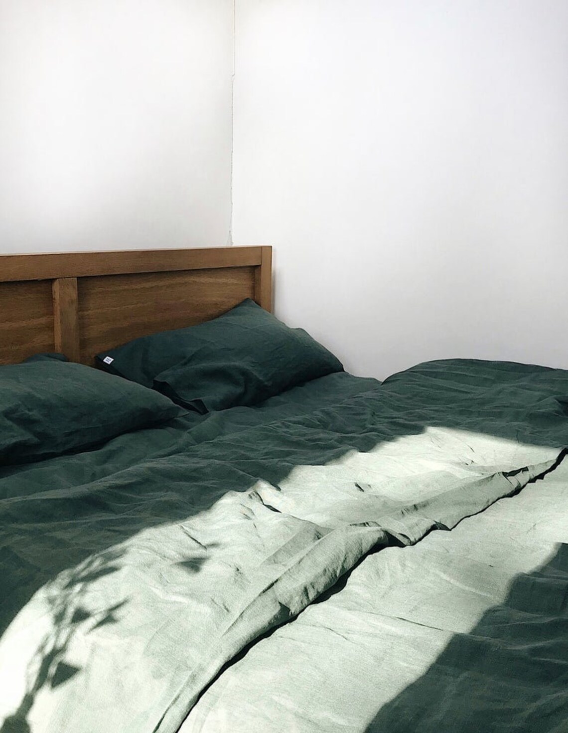 Emerald Green Bedding Set 100% Washed Cotton Duvet Cover Queen | Etsy