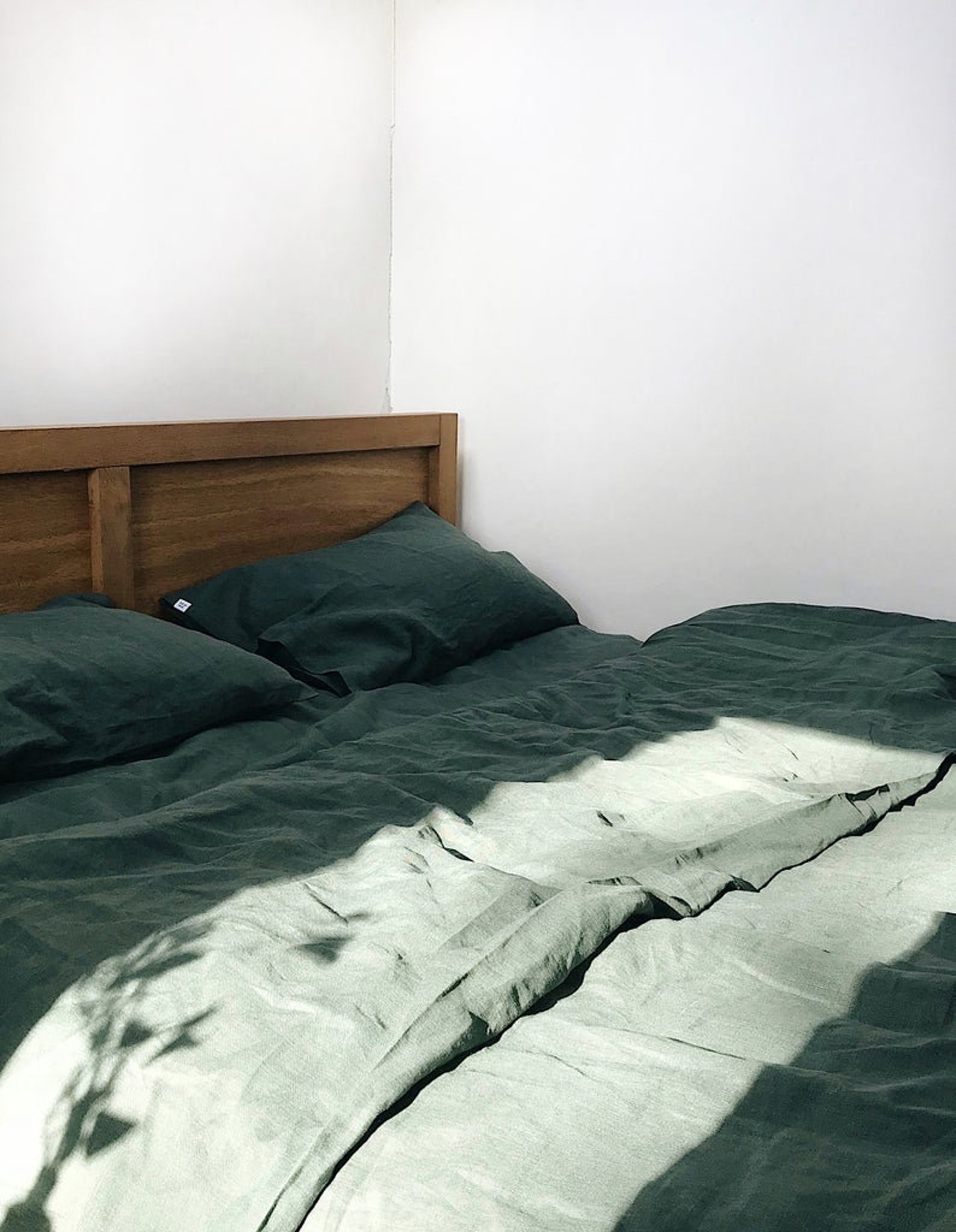 Emerald Green Bedding Set 100 Washed Cotton Duvet Cover Queen Etsy