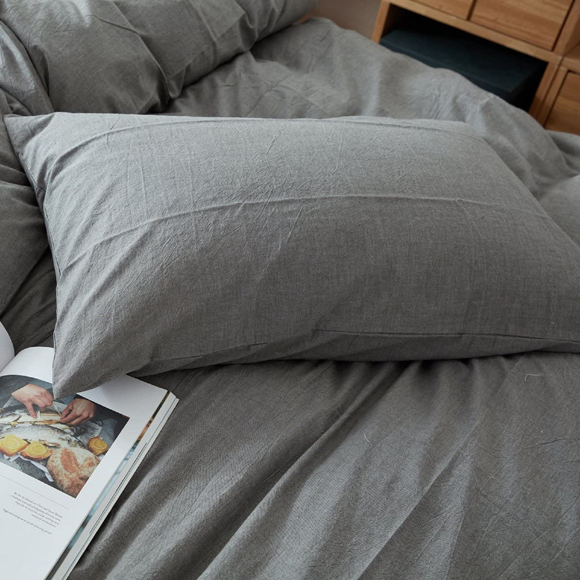 Grey Color Washed Cotton Duvet Cover Duvet Cover With Etsy