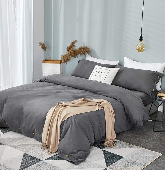 plain grey single duvet cover