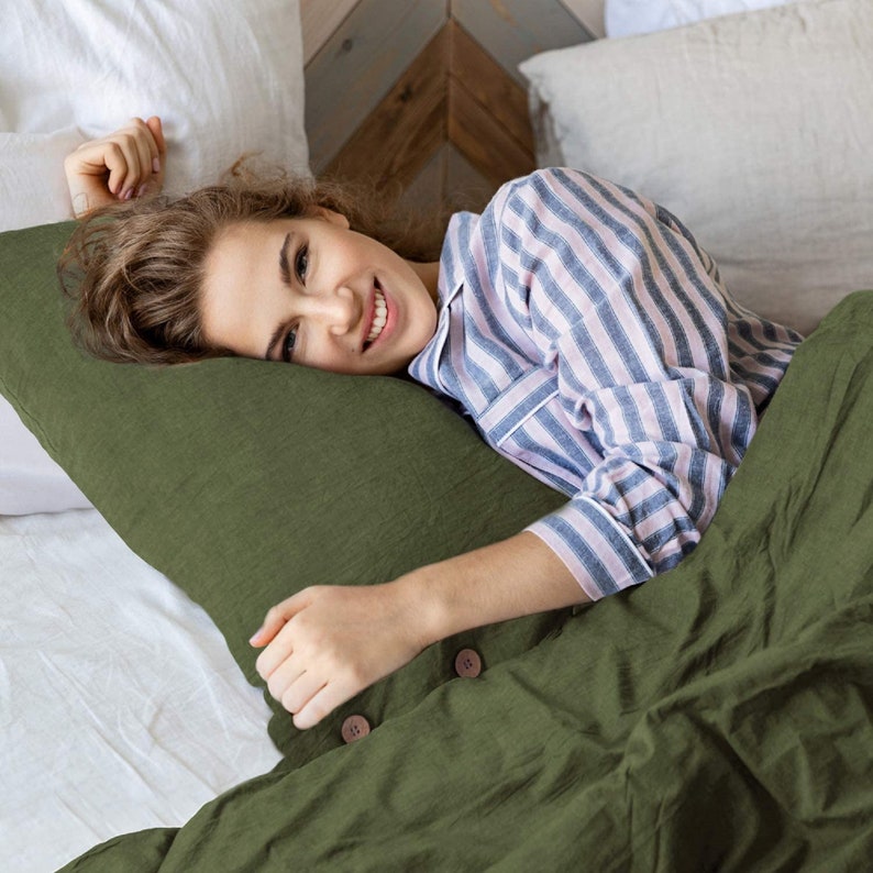 Olive Green Color Cotton Duvet Cover Softened Preshrunk Etsy