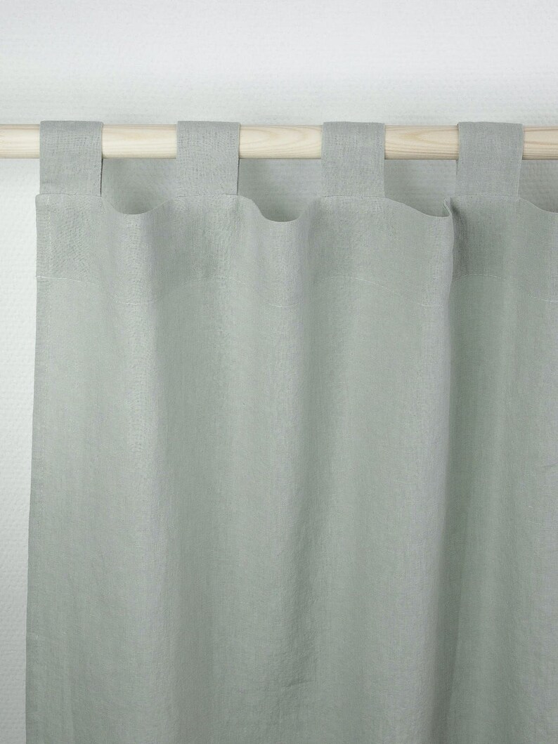 Sage Green Regular and Back Tab Top Cotton Curtains / 2 Panels Etsy