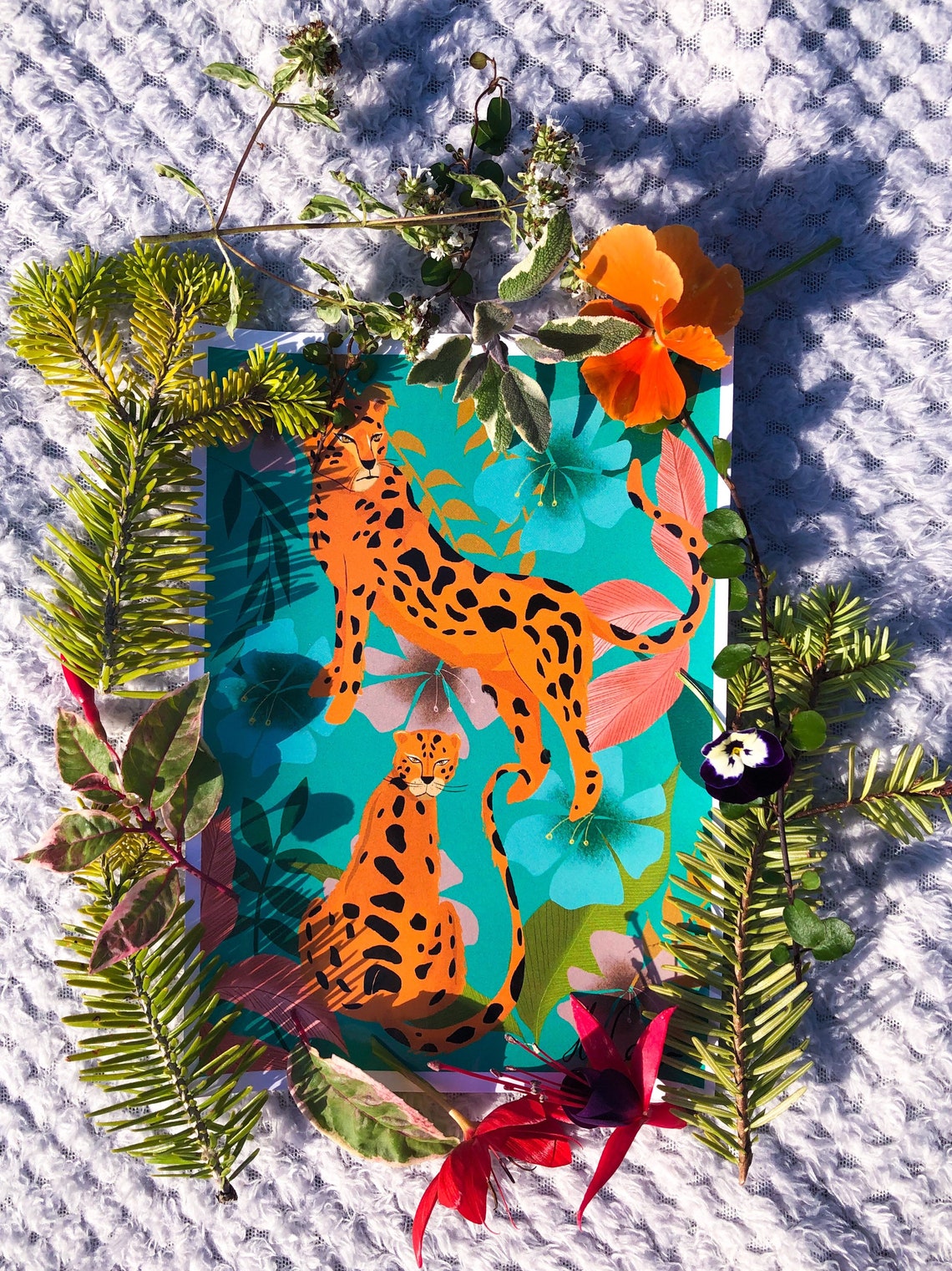 Leopard with flowers print Etsy