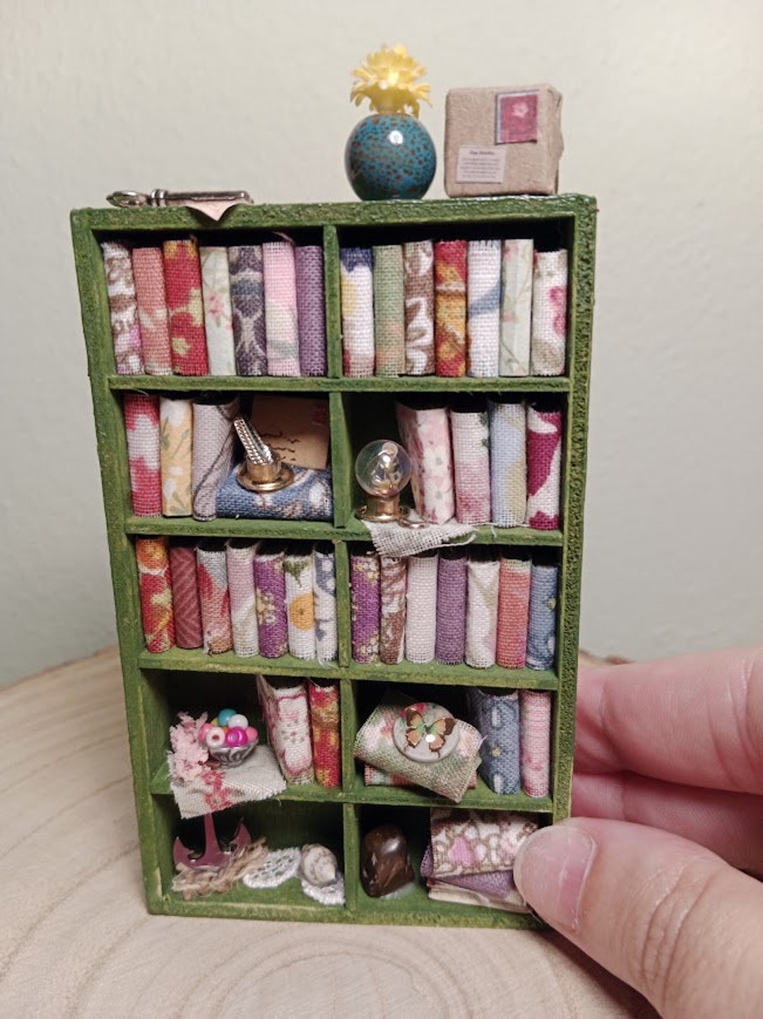 Mini Bookcase Magnet, Miniature Library, Library Diorama, Handmade ...
