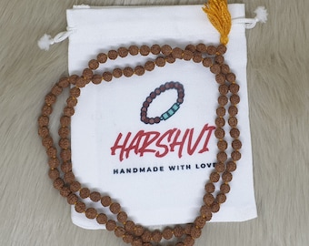 Shiva Rudraksha Japa Mala: 8mm Five Face Religious Beads