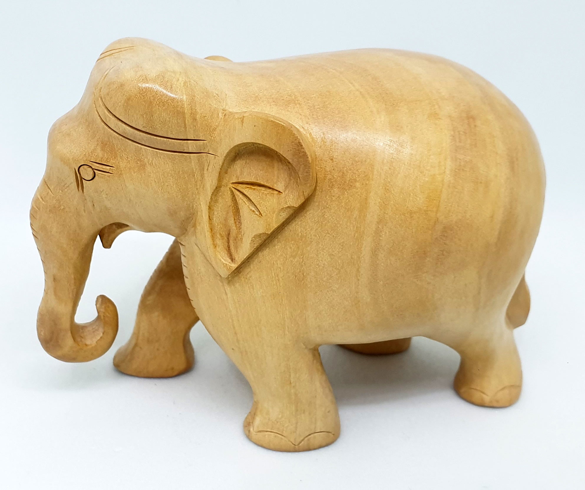 Wooden Elephant Statue 2 3 Inches Hand Carved Etsy
