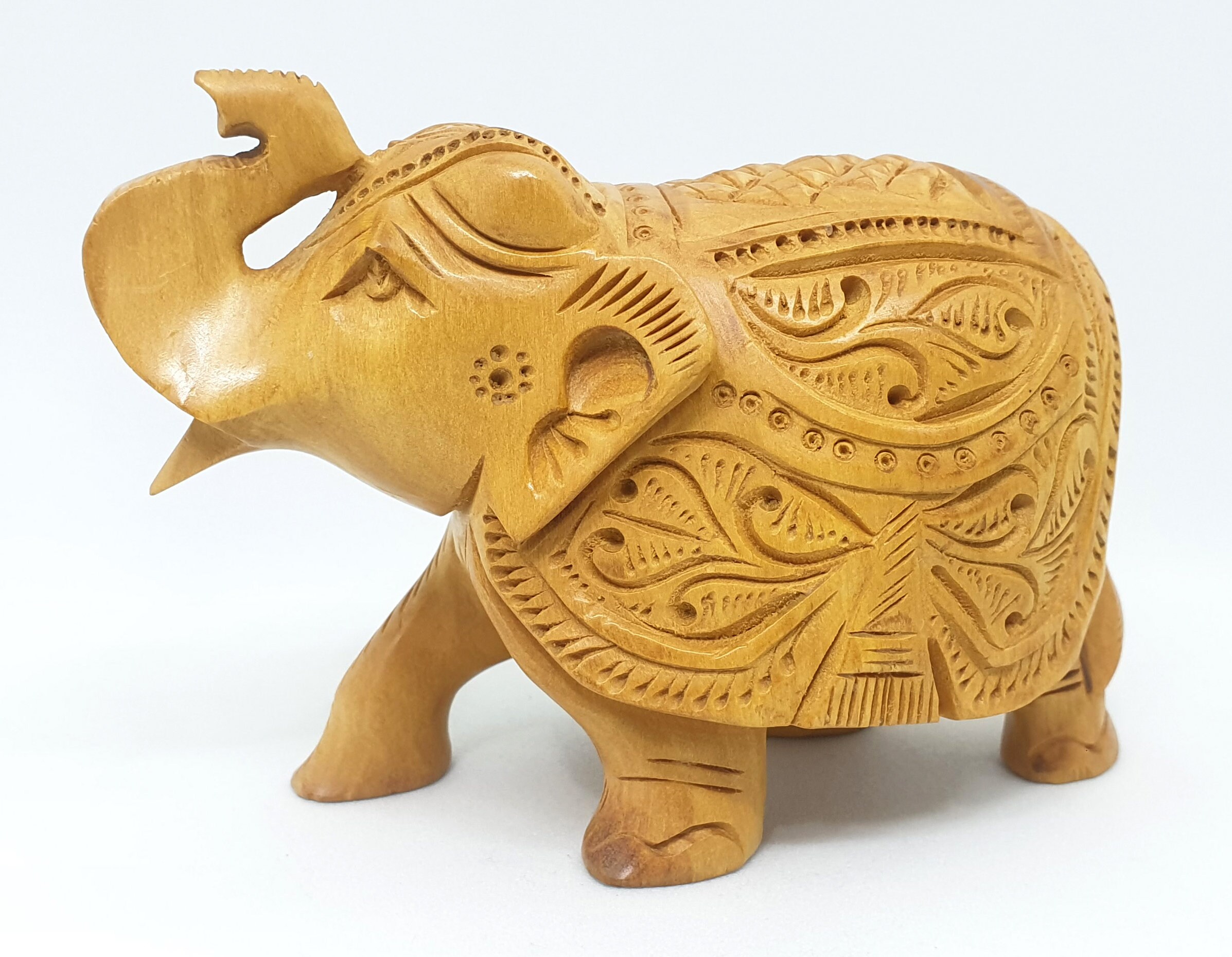 Wooden Elephant Statue 3 Inches Upside Trunk Hand Carved Etsy UK