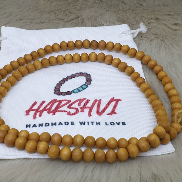 White Sandalwood loose beads - Natural Fragrant loose 108 beads - Prayer meditation Yoga mala beads - Pure untreated unpolished Sandal wood