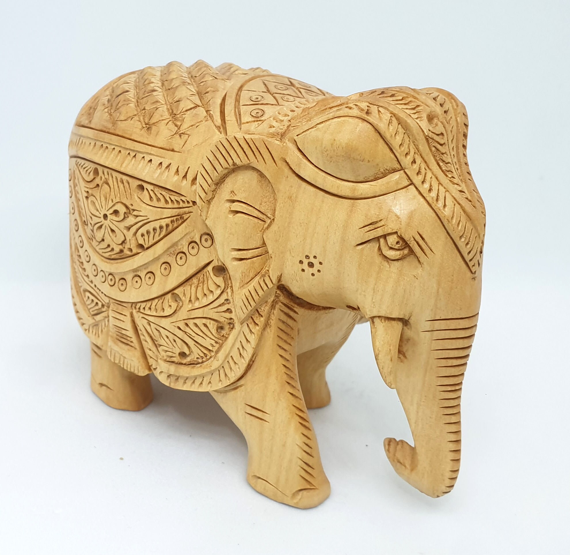 Wooden Elephant Statue 3 Inches Hand Carved Animal - Etsy