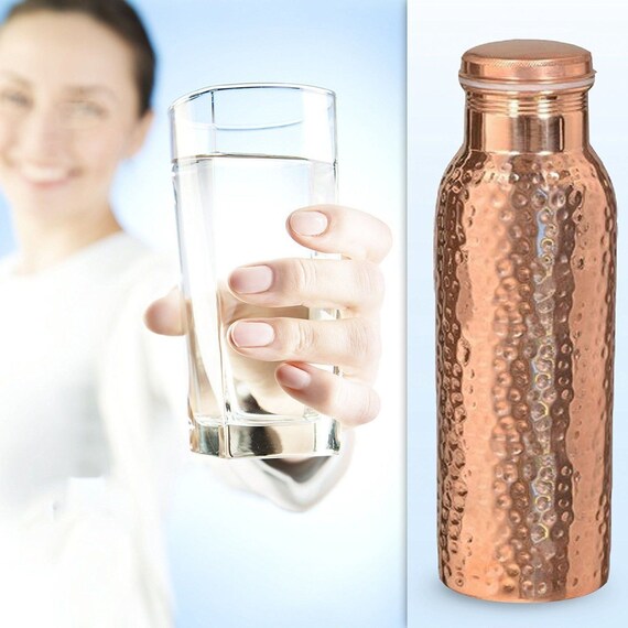 100/% Pure Copper Water Hammered Bottle For Yoga Ayurveda Health Benefits 950 ML