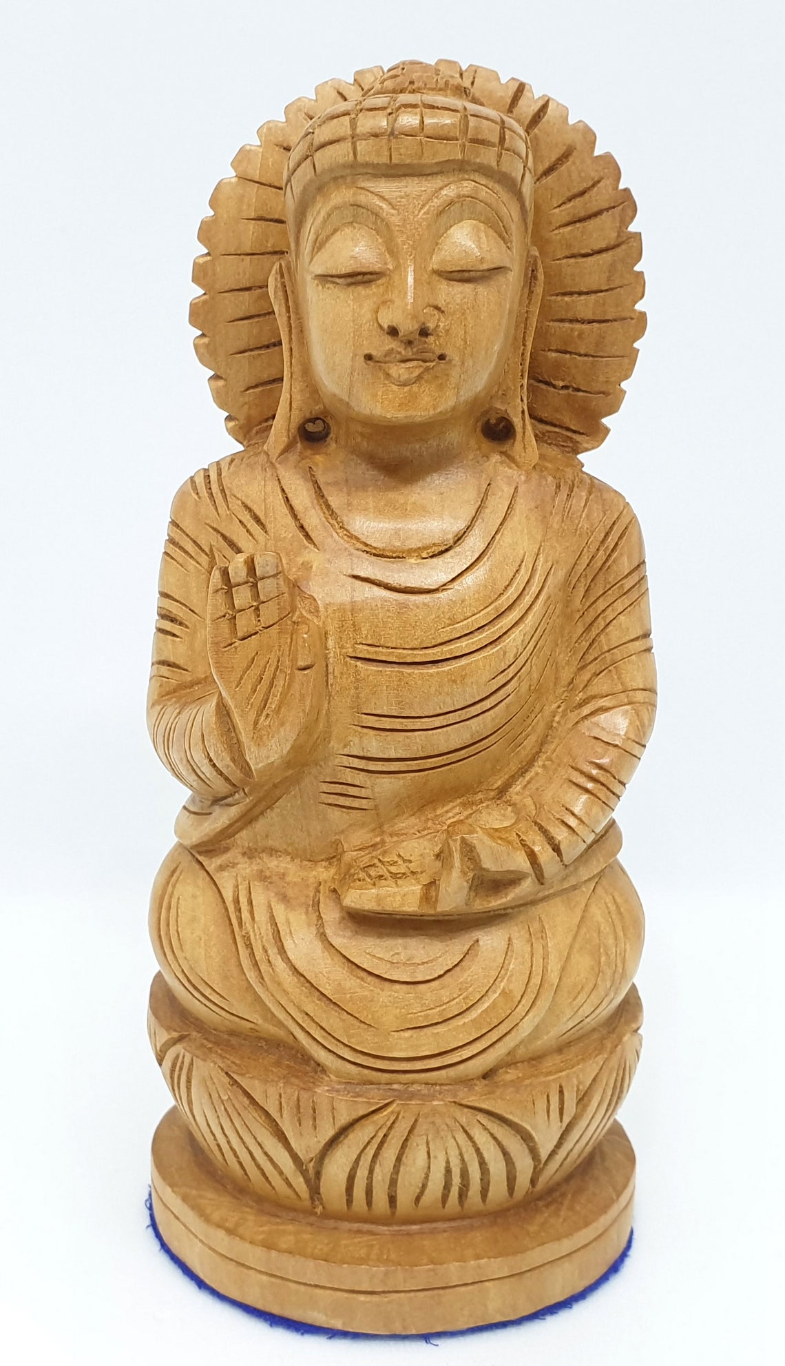 Wooden Buddha Statue 5 Inches Sitting on Lotus Hand Etsy