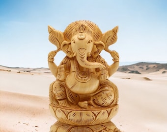 木製ガネーシャ像 3インチ 小型ガネーシャ神像 車 デスク装飾