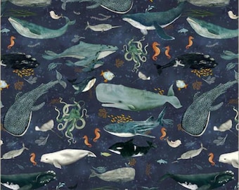 Creatures of the Sea in Deep Blue (55255d-1) | Deep Blue | Katherine Quinn | Windham | fccl1x - fd0gwv - fs2n5