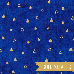 Spaced Triangles in Cobalt Metallic (srkm-17182-72) | Gustav Klimt | Robert Kaufman | fchl2g - fdn3tq - fssd0