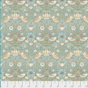 Mini Strawberry Thief in Aqua (pwwm002.aquax) | The Classics | The Original Morris & Co | Free Spirit | fcebcx - fdxfen - fsgyr