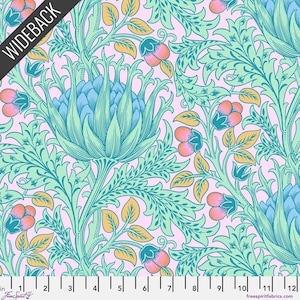 Artichoke Sateen Wideback (108 Inch) in Lavender (qbkw001.lavender) | Kaffe x Morris and Co. | The Original Morris & Co | Free Spirit | fcl4