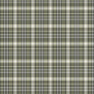 May include: A textile fabric featuring a repeating plaid pattern in shades of sage green, dark charcoal gray, and off-white. The design consists of intersecting horizontal and vertical lines of varying thicknesses, creating a classic grid.
