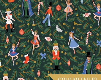 Nutcracker in Evergreen Metallic (rp605-ev1m) | Holiday Classics | Rifle Paper Co | Cotton+Steel | fc24or - fdbyae - fs4w0