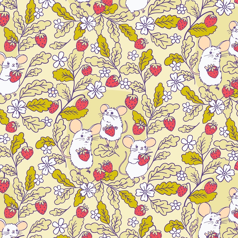 Strawberry Mice in Yellow (228668) | Forest Friends | The Good Twin | Cloud9 | fcg041 - fd0k3i - fsr5m image 1