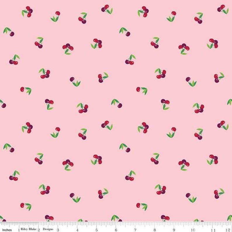 Cherries in Pink (c16181-pink) | Cloudburst | Jill Finley | Riley Blake | fc3lsx - fdsy6q - fs7uw image 1