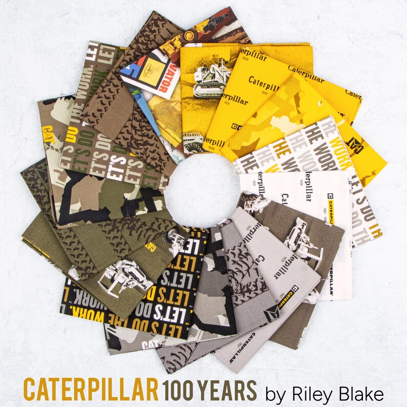 Vintage Logos in White (c16724-white) | Caterpillar 100 Years | Riley Blake Designs | Riley Blake | fchz17 - fdqkzd - fs7uw image 2