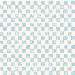 May include: A seamless pattern of blue squares with a hatched design on a white background.