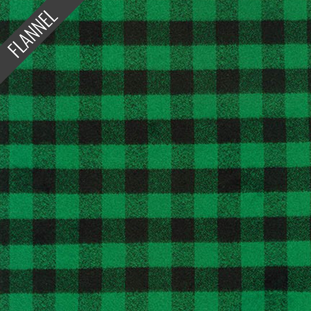 Mammoth Two Check Plaid Flannel in Green srkf169447 Yarn Dyed Flannel