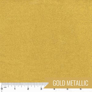 May include: Gold metallic fabric with a textured surface. The fabric is a solid gold color and has a subtle sheen. The text "GOLD METALLIC" is displayed in a gold banner.