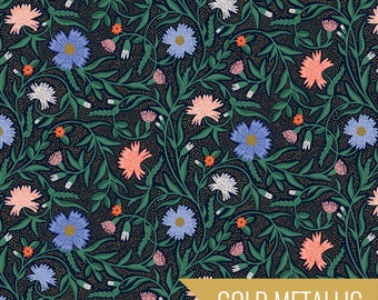 Aster in Navy Metallic (rp1002-na2m) | Vintage Garden | Rifle Paper Co | Cotton+Steel | fcn5z4 - fdbyae - fs4w0