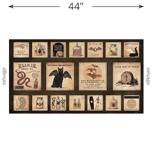 Gothic Halloween Blocks Panel in Black (y4438-3) | Gothic Halloween | Dan DiPaolo | Clothworks | fc6oj8 - fd6bwr - fseqv