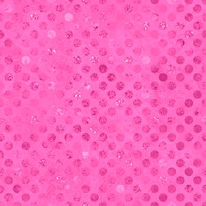 May include: A close-up of a bright pink fabric covered in small, round, shimmering sequins. The sequins are arranged in a grid-like pattern, creating a textured and visually appealing surface. The background is a solid, slightly mottled pink.