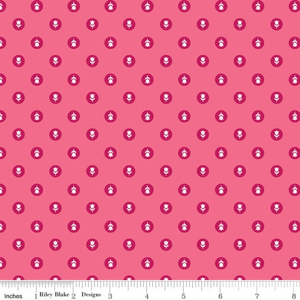 Flower Dots in Hot Pink (c14264-hotpink) | Tulip Cottage | Melissa Mortenson | Riley Blake | fch4sw - fd6tsr - fs7uw