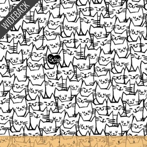 Packed Cats Wideback (108 Inch) in White (51120-1) | 108" Quilt Backs | Windham | fck3vs - fdv3kn - fs2n5