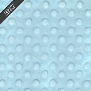 May include: A light blue minky fabric with a textured dot pattern.