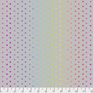 Hexy Rainbow in Dove (pwtp151.dove) | Tula&#39;s True Colors | Tula Pink | Free Spirit | fciz91 - fdo9ud - fsgyr