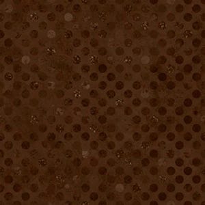 May include: A brown background with a pattern of large, evenly spaced, dark brown circles. The background has a mottled, textured appearance, with lighter brown spots scattered throughout the design.