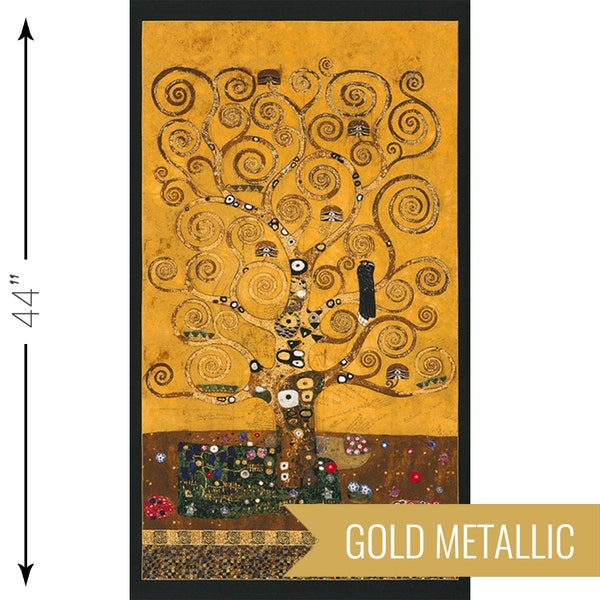 Tree of Life Panel in Gold Metallic (srkm-17180-133) | Gustav Klimt | Robert Kaufman | fchl2g - fdn3tq - fssd0