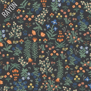 Menagerie Garden Rayon in Black (rp701-bk4r) | Camont | Rifle Paper Co | Cotton+Steel | fcdmxv - fdbyae - fs4w0