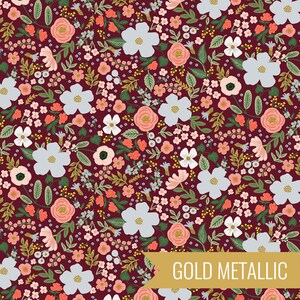 Wild Rose in Burgundy Metallic (rp303-bu5m) | Garden Party | Rifle Paper Co | Cotton+Steel | fc5rpz - fdbyae - fs4w0