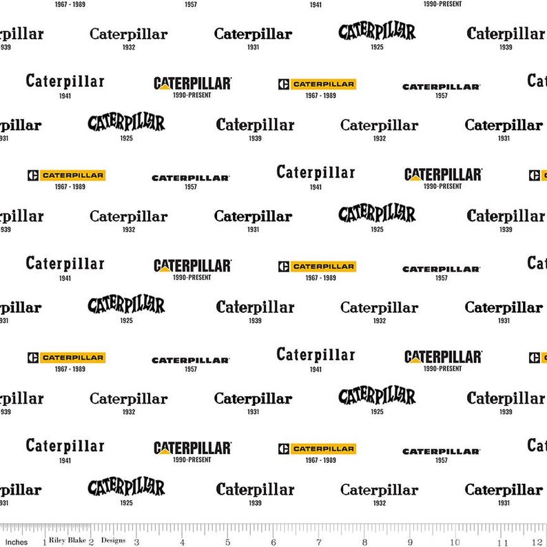 Vintage Logos in White (c16724-white) | Caterpillar 100 Years | Riley Blake Designs | Riley Blake | fchz17 - fdqkzd - fs7uw image 1