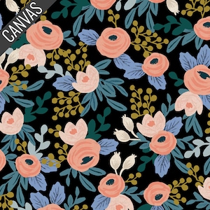 Rosa Canvas in Black Unbleached (rp521-bk2uc) | Garden Party | Rifle Paper Co | Cotton+Steel | fc5rpz - fdbyae - fs4w0