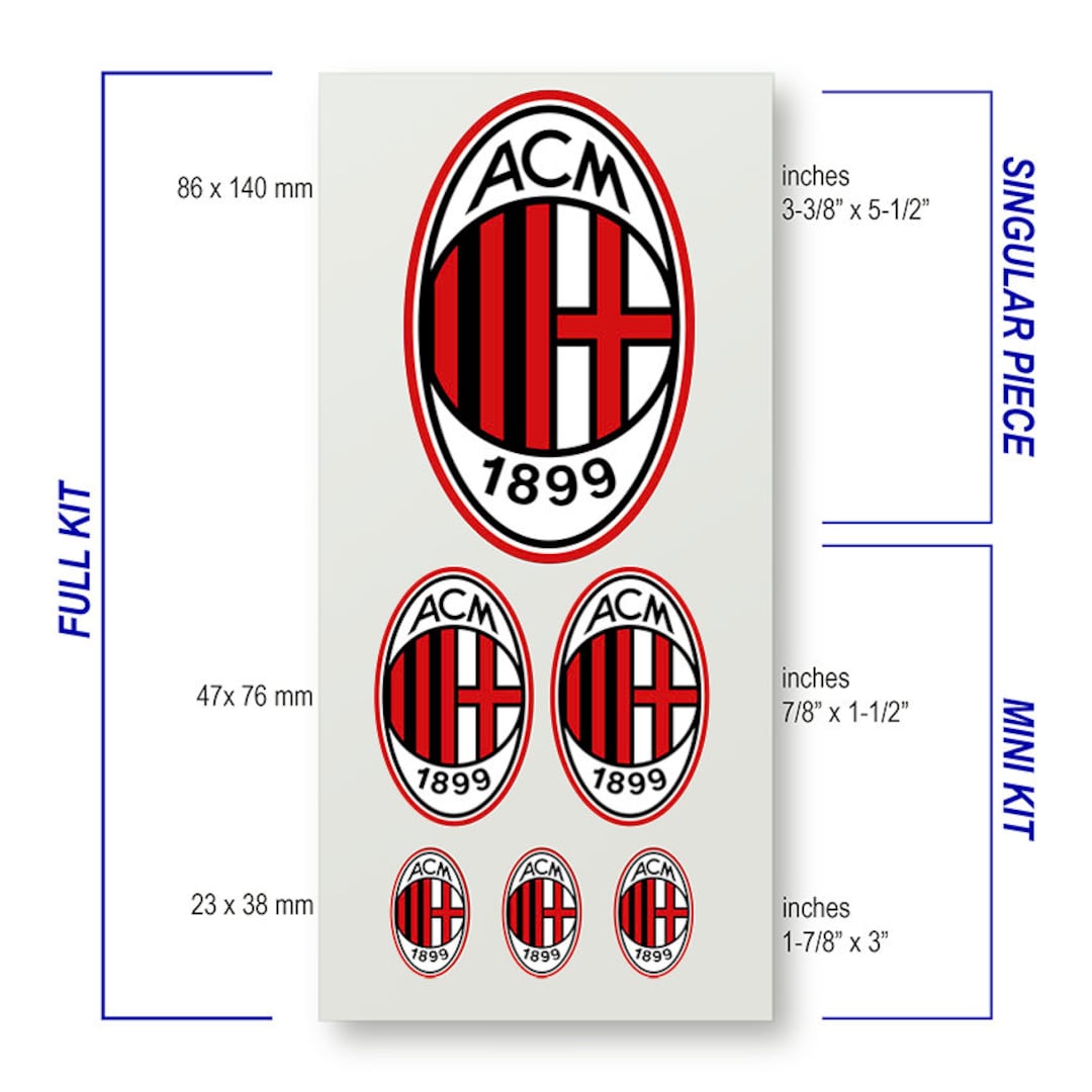 A.C. Milan Soccer Decal Sticker Set -  Italia